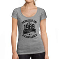 Ultrabasic - Tee-Shirt Femme col Rond Décolleté Fabriqué en 1989, 30 Ans d'être Génial T-Shirt Gris Chiné