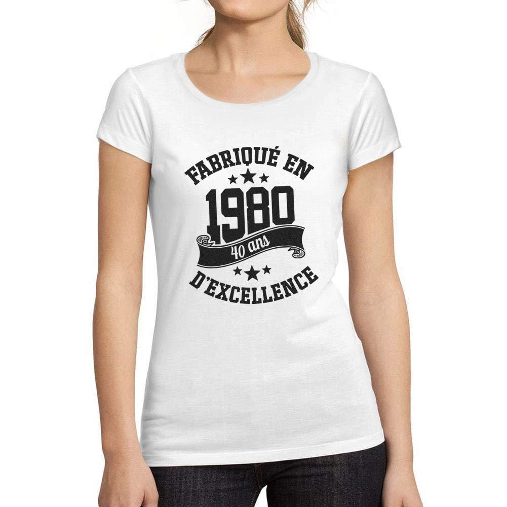 Ultrabasic - Tee-Shirt Femme Manches Courtes Fabriqué en 1980, 40 Ans d'être Génial T-Shirt