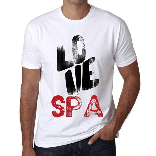 Ultrabasic - Homme T-Shirt Graphique Love Spa Blanc