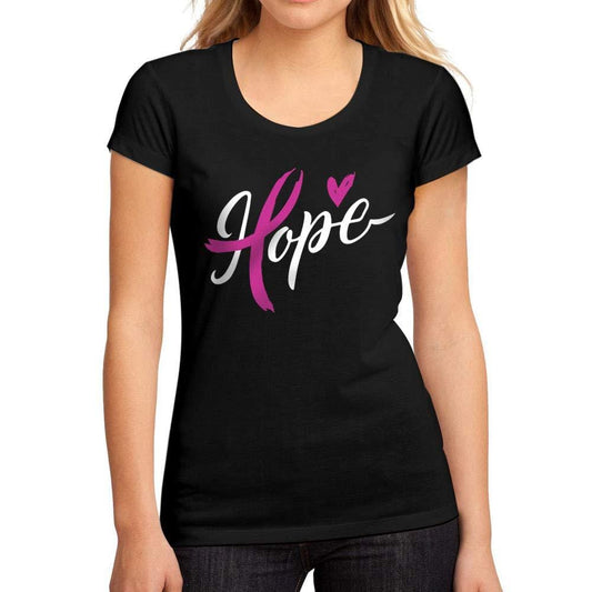 Femme Graphique Tee Shirt Fight Cancer Hope Noir Profond