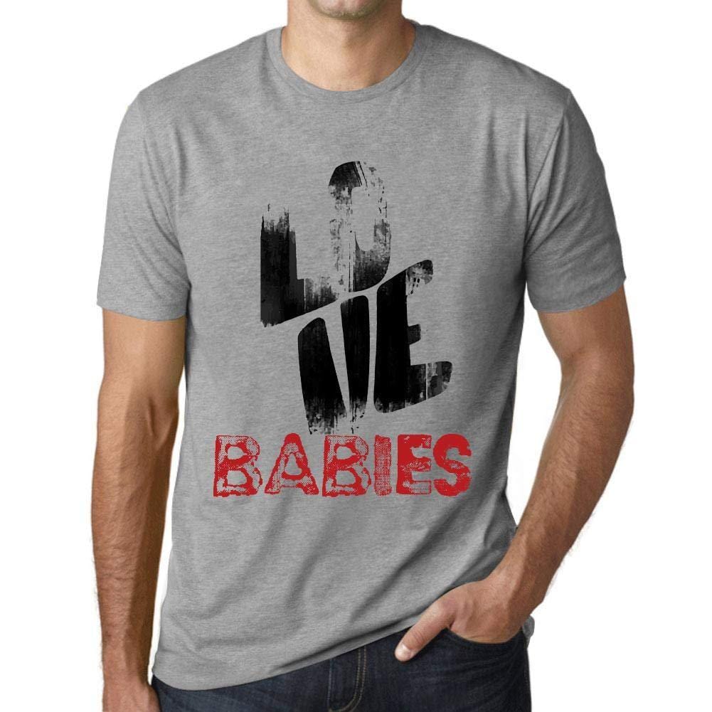 Ultrabasic - Homme T-Shirt Graphique Love Babies Gris Chiné