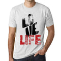 Ultrabasic - Homme T-Shirt Graphique Love Life Blanc Chiné