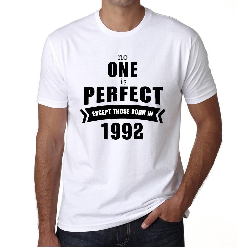 1992, No One Is Perfect, blanc, T-shirt à manches courtes et col rond homme 00093