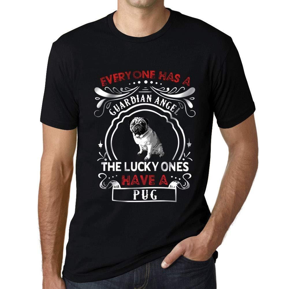 Homme T-Shirt Graphique Imprimé Vintage Tee Pug Dog Noir Profond