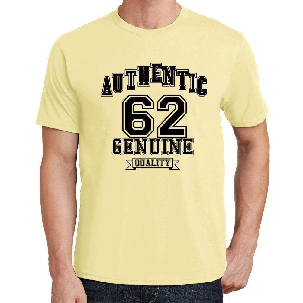 62 Authentic Genuine Yellow Mens Short Sleeve Round Neck T-Shirt 00119 - Yellow / S - Casual