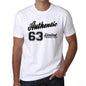 62 Authentic White Mens Short Sleeve Round Neck T-Shirt 00123 - White / S - Casual