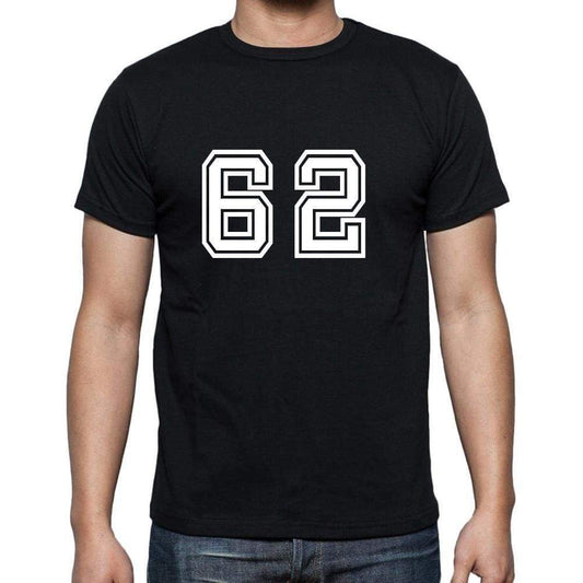 62 Numbers Black Mens Short Sleeve Round Neck T-Shirt 00116 - Casual