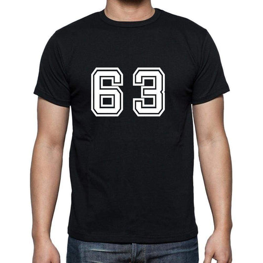 63 Numbers Black Mens Short Sleeve Round Neck T-Shirt 00116 - Casual