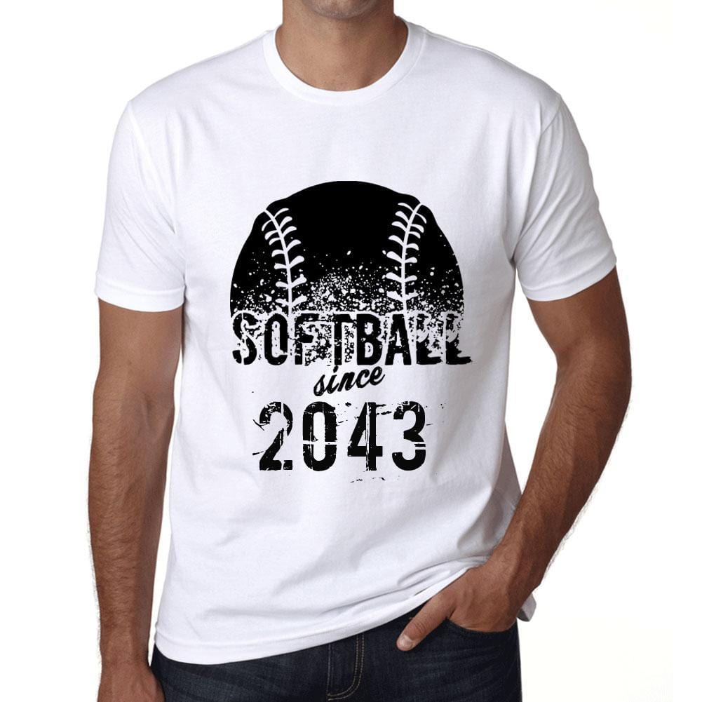 Men&rsquo;s Graphic T-Shirt Softball Since 2043 White - Ultrabasic