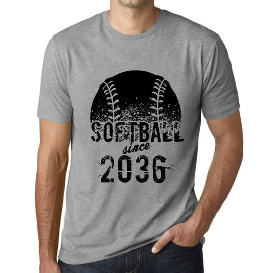 Men&rsquo;s Graphic T-Shirt Softball Since 2036 Grey Marl - Ultrabasic