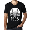 Men's Graphic V-Neck T-Shirt Softball Since 1998 Deep Black