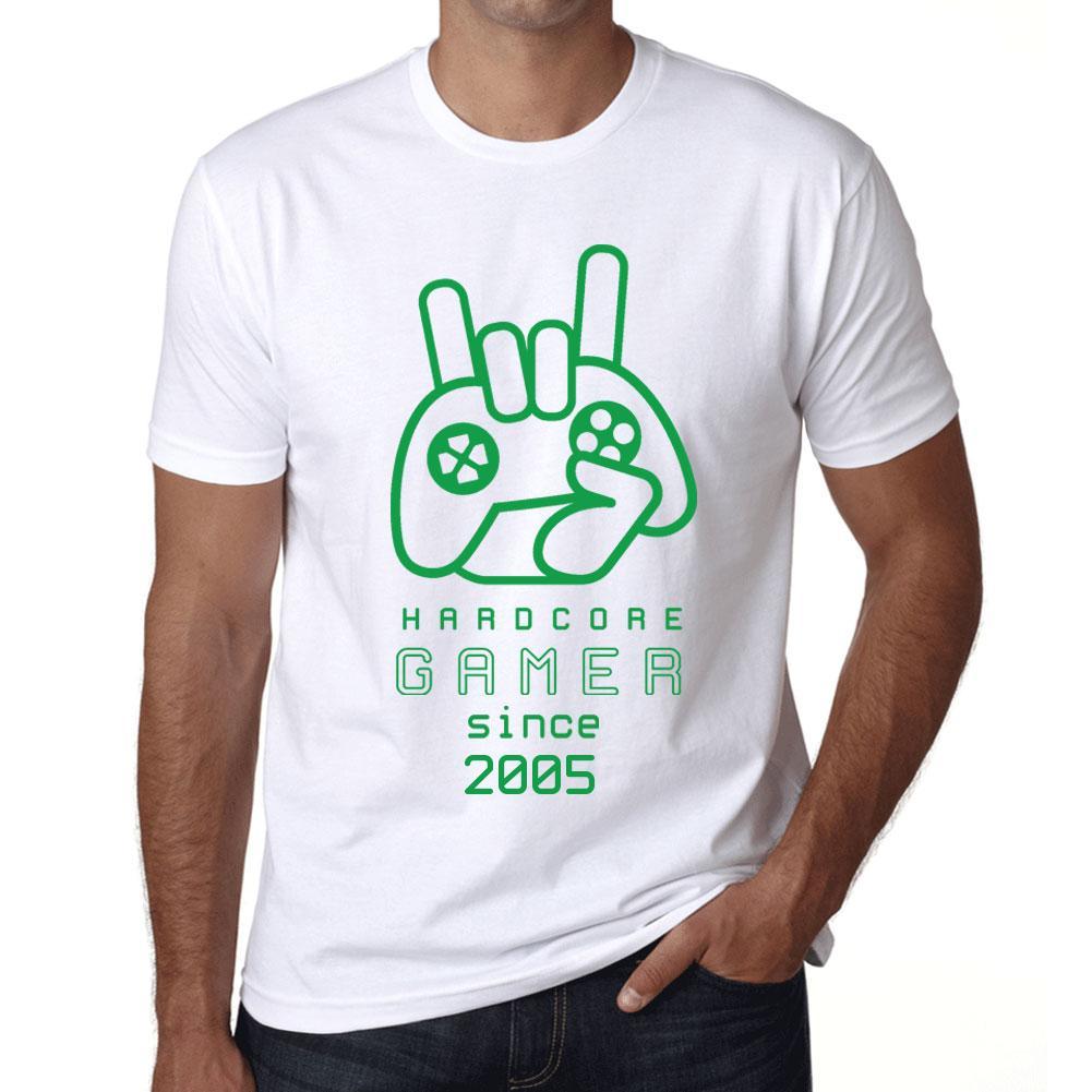 Men&rsquo;s Graphic T-Shirt Hardcore Gamer Since 2005 White - Ultrabasic