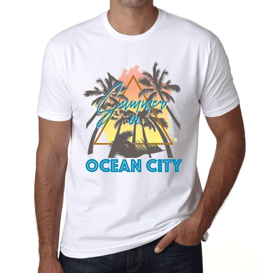 Men’s <span>Graphic</span> T-Shirt Summer Triangle Ocean City White - ULTRABASIC