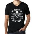 Men's Graphic V-Neck T-Shirt Motorcycle Race Since 1966 Deep Black