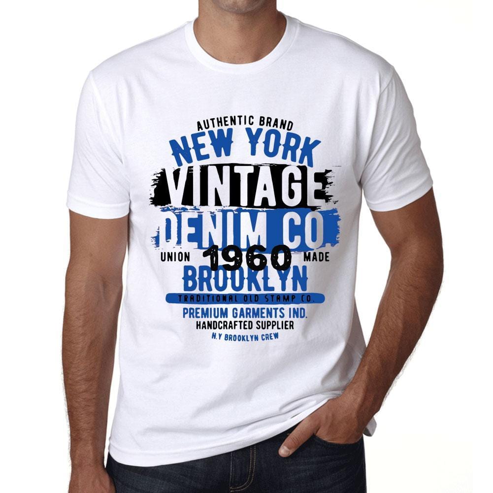Men’s <span>Graphic</span> T-Shirt Vintage Denim Since 1960 White - ULTRABASIC