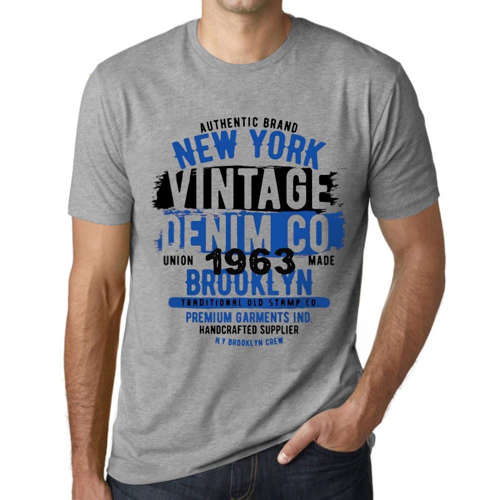 Men’s <span>Graphic</span> T-Shirt Vintage Denim Since 1963 Grey Marl - ULTRABASIC