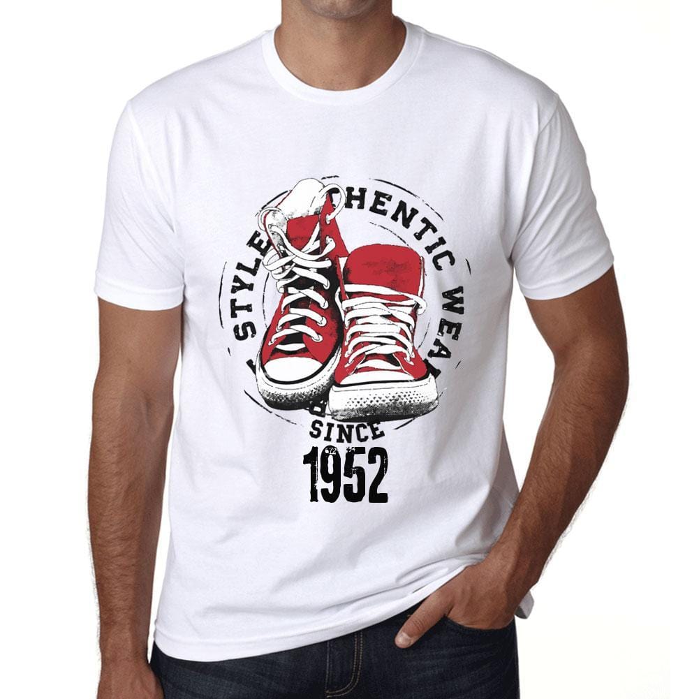 Men&rsquo;s Vintage Tee Shirt Graphic T shirt Authentic Style Since 1952 White - Ultrabasic