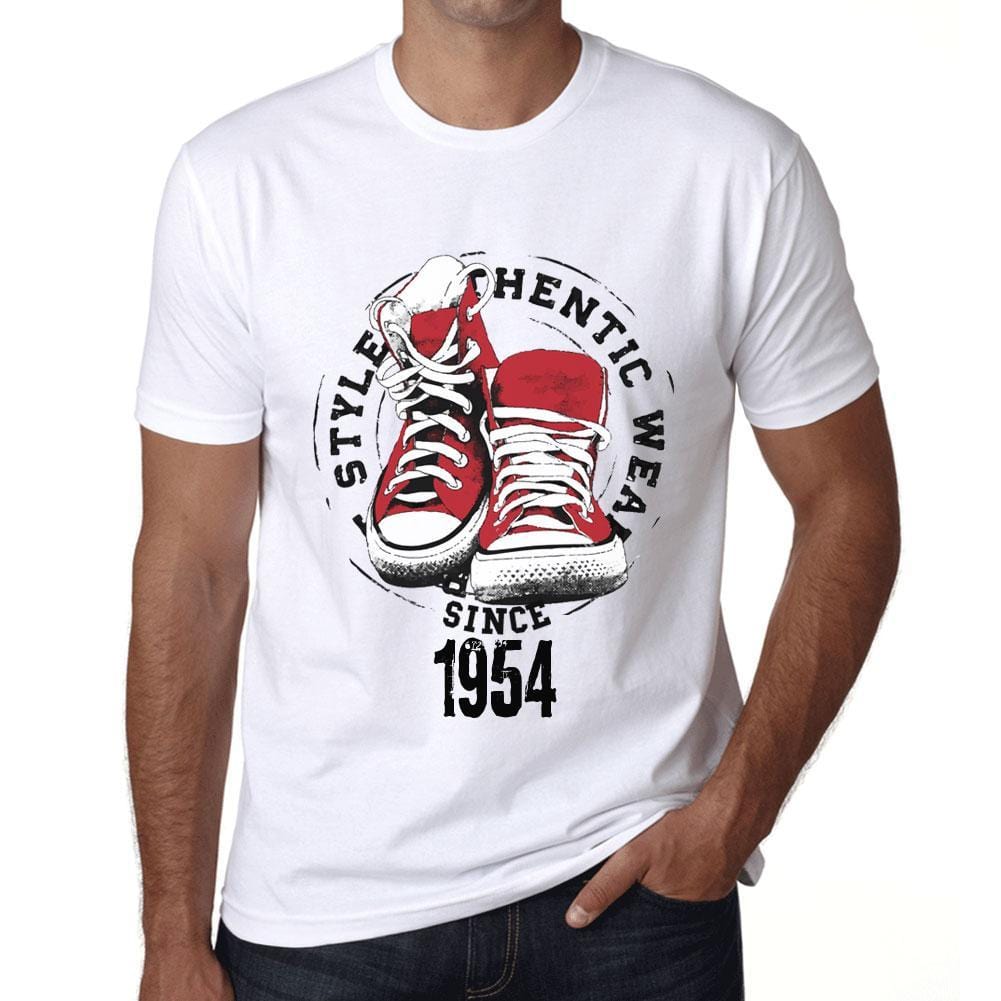 Men&rsquo;s Vintage Tee Shirt Graphic T shirt Authentic Style Since 1954 White - Ultrabasic