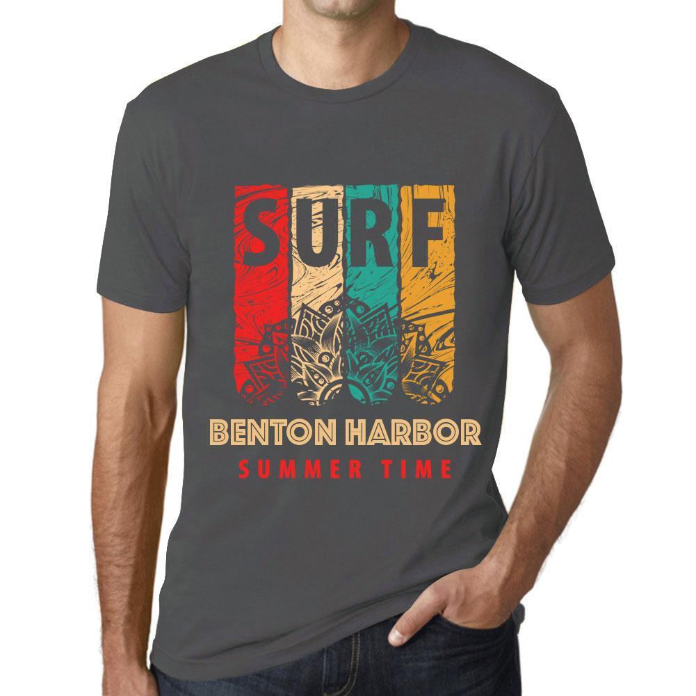 Men&rsquo;s Graphic T-Shirt Surf Summer Time BENTON HARBOR Mouse Grey - Ultrabasic