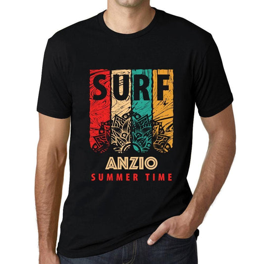 Men&rsquo;s Graphic T-Shirt Surf Summer Time ANZIO Deep Black - Ultrabasic