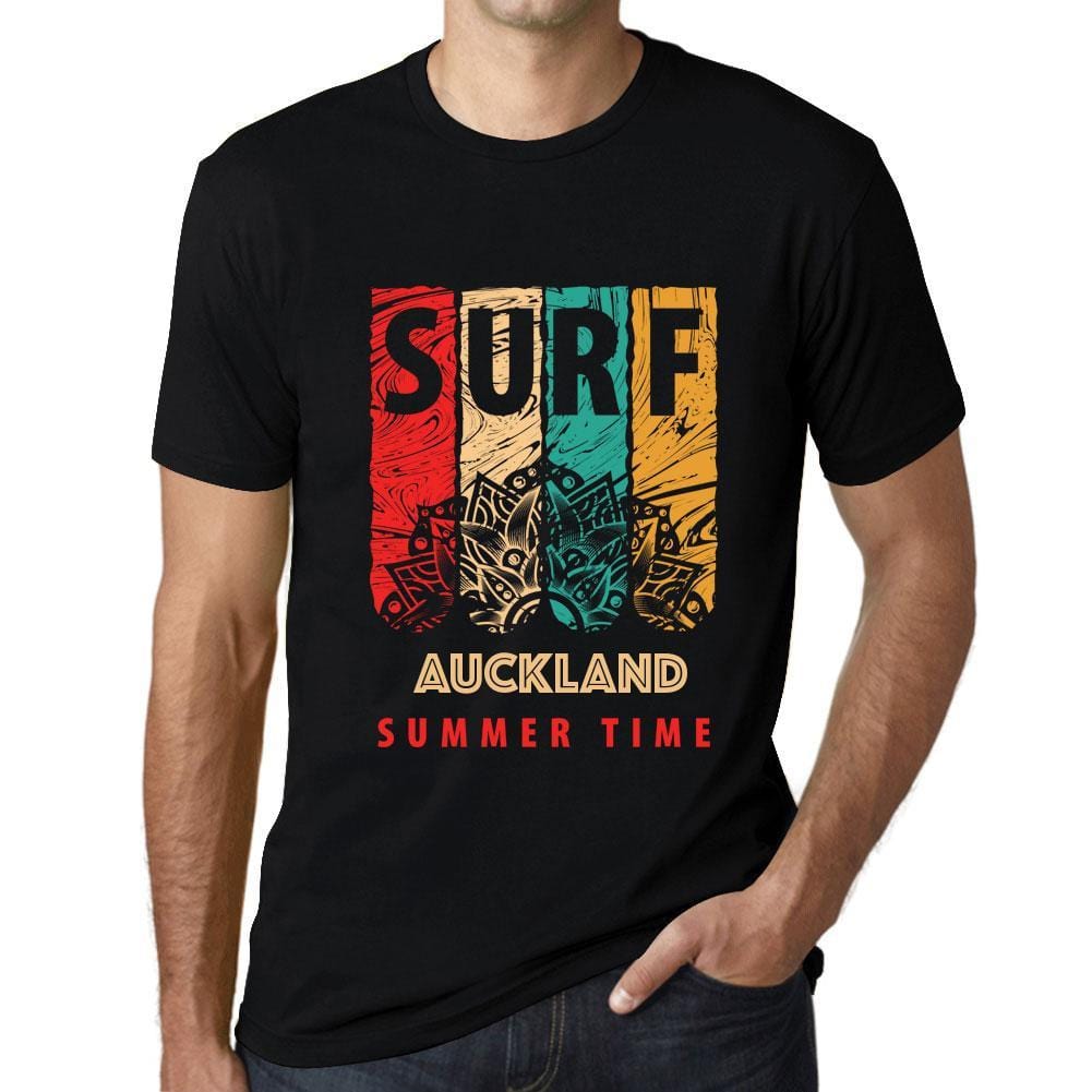 Men&rsquo;s Graphic T-Shirt Surf Summer Time AUCKLAND Deep Black - Ultrabasic