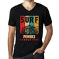 Men&rsquo;s Graphic T-Shirt V Neck Surf Summer Time FINIKI Deep Black - Ultrabasic