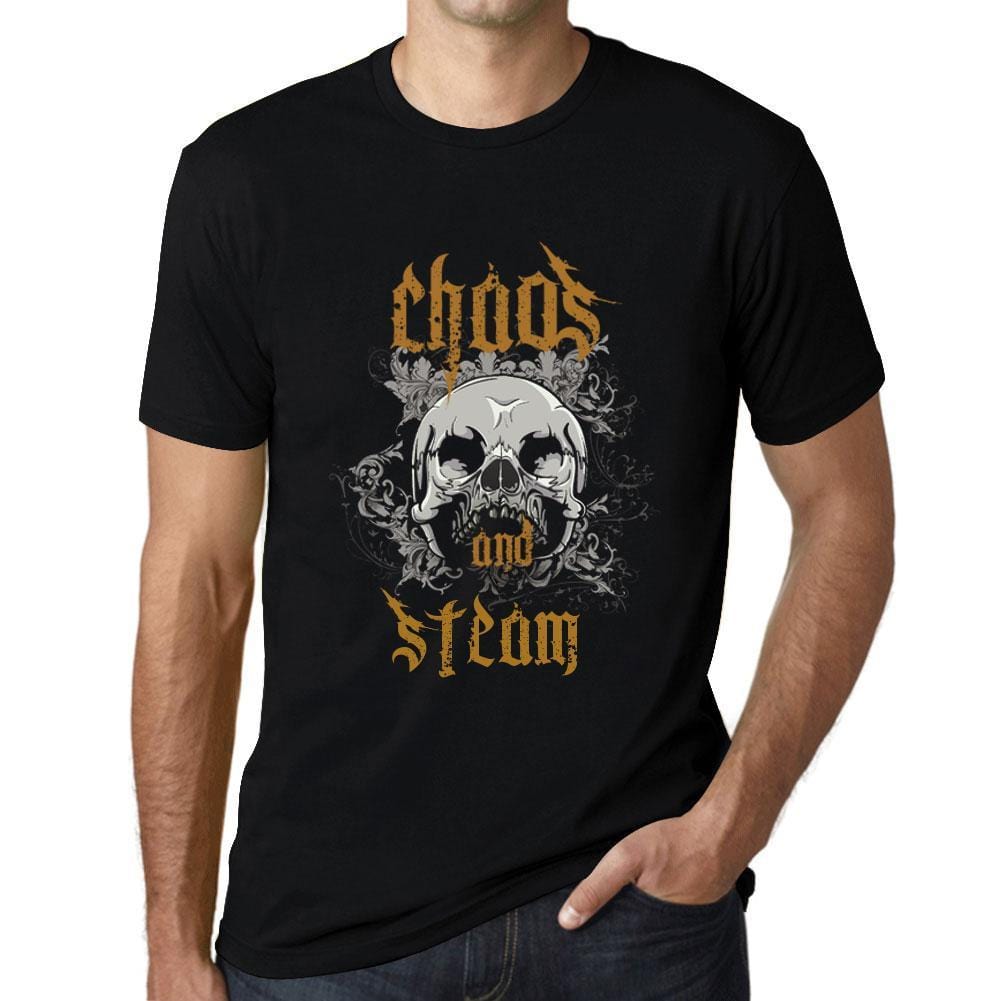 ULTRABASIC - <span>Men's</span> <span>Graphic</span> T-Shirt Chaos & Steam Deep Black - ULTRABASIC