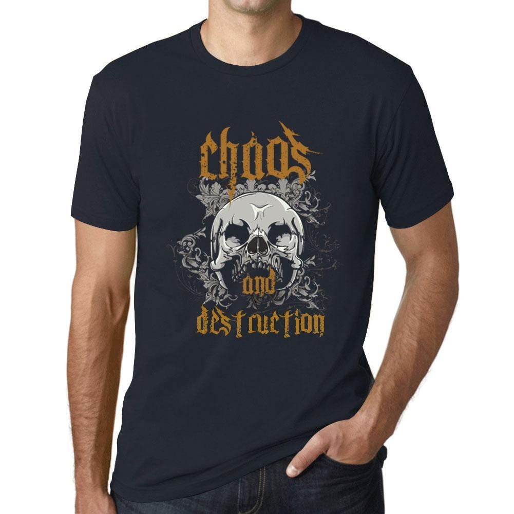ULTRABASIC - <span>Men's</span> <span>Graphic</span> T-Shirt Chaos & Destruction Navy - ULTRABASIC