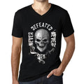 Men's Graphic V-Neck T-Shirt Never Defeated, Never SHY Deep Black