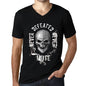 Men&rsquo;s Graphic V-Neck T-Shirt Never Defeated, Never MUTE Deep Black - Ultrabasic