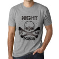 ULTRABASIC - Men's Tee Shirt Vintage T-shirt NIGHT IS MY POISON Grey Marl