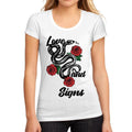Women's Low-Cut Round Neck T-Shirt Love and Signs White
