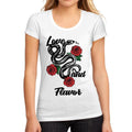 Women's Low-Cut Round Neck T-Shirt Love and Flavor White