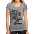 Women's Low-Cut Round Neck T-Shirt Love and Clarity Grey Marl