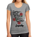 Women's Low-Cut Round Neck T-Shirt Love and Loyalty Grey Marl