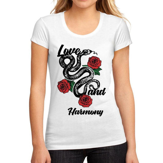 <span>Women's</span> Low-Cut <span>Round Neck</span> T-Shirt Love and Harmony White - ULTRABASIC