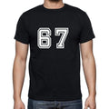 67 Numbers Black Men's Short Sleeve Round Neck T-shirt 00116