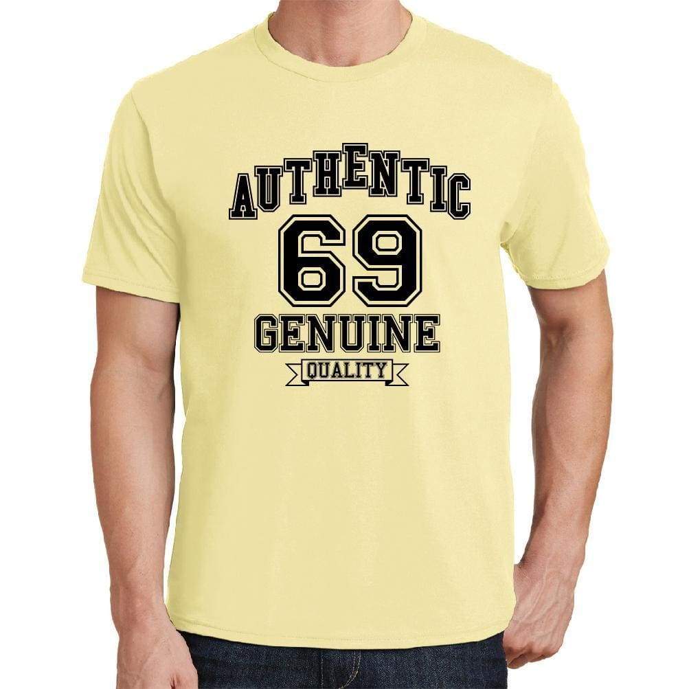 69 Authentic Genuine Yellow Mens Short Sleeve Round Neck T-Shirt 00119 - Yellow / S - Casual