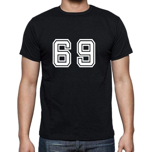 69 Numbers Black Mens Short Sleeve Round Neck T-Shirt 00116 - Casual