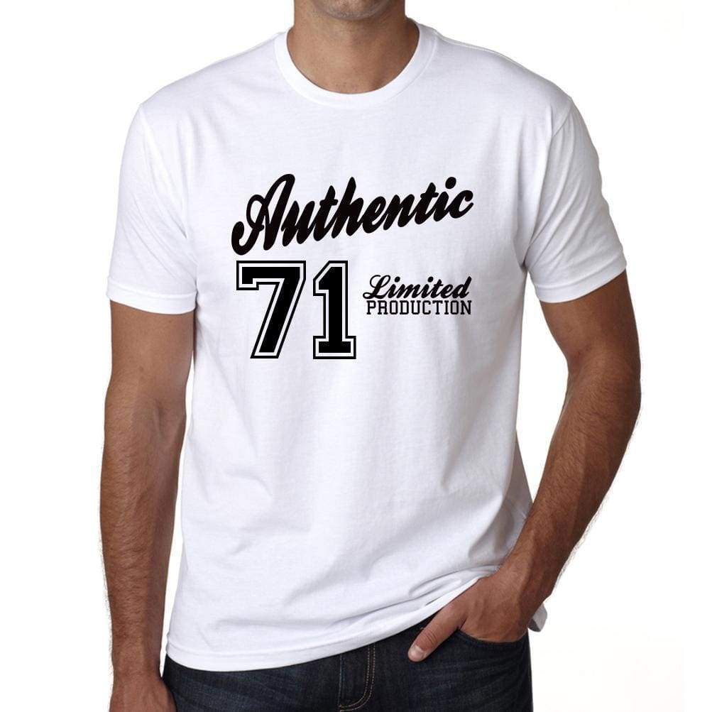 70 Authentic White Mens Short Sleeve Round Neck T-Shirt 00123 - White / S - Casual