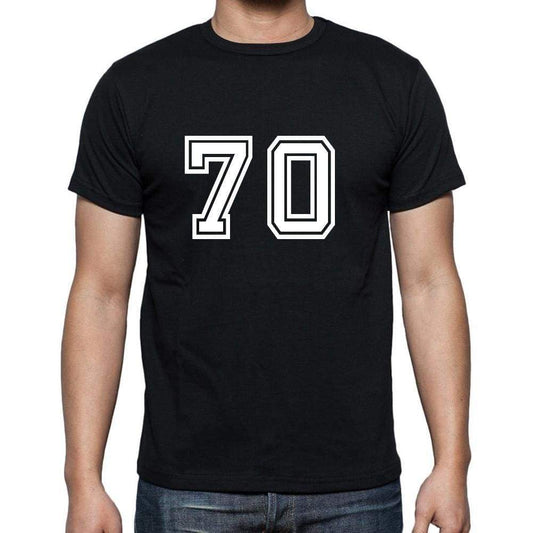 70 Numbers Black Mens Short Sleeve Round Neck T-Shirt 00116 - Casual