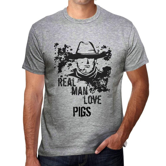 Homme Tee Vintage T Shirt Cochons, les vrais hommes aiment les cochons