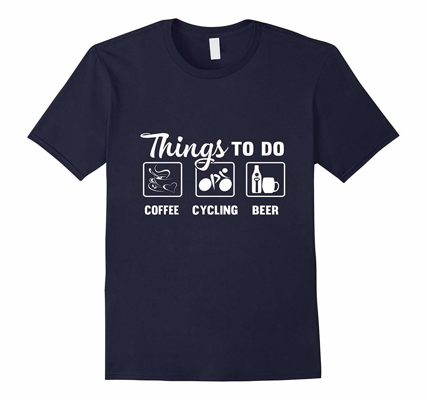Grafisches Herren-T-Shirt „Kaffee, Radfahren &amp; Bier“, lässiges T-Shirt 