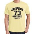 73, Authentic Genuine, Pale Yellow, Men's Short Sleeve Round Neck T-shirt 00119