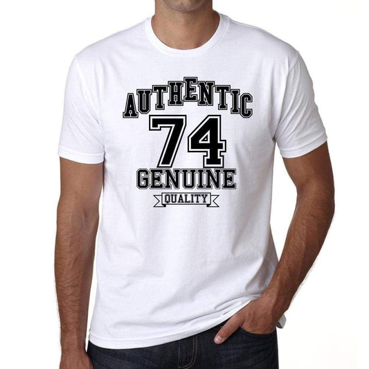 74 Authentic Genuine White Mens Short Sleeve Round Neck T-Shirt 00121 - White / S - Casual