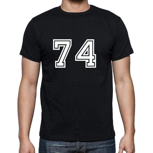 74 Numbers Black Mens Short Sleeve Round Neck T-Shirt 00116 - Casual