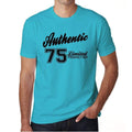 75, Authentic, Blue, Men's Short Sleeve Round Neck T-shirt 00122