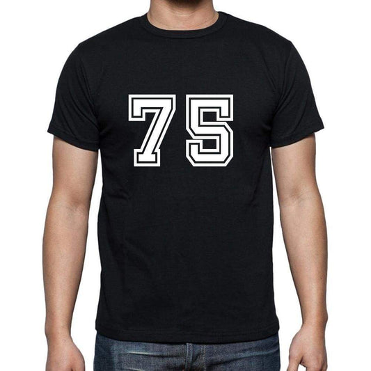 75 Numbers Black Mens Short Sleeve Round Neck T-Shirt 00116 - Casual