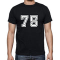 75 Numbers Black Men's Short Sleeve Round Neck T-shirt 00116