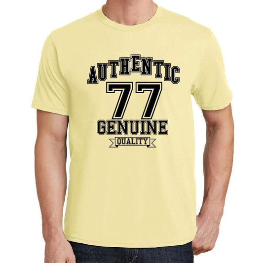 77 Authentic Genuine Yellow Mens Short Sleeve Round Neck T-Shirt 00119 - Yellow / S - Casual